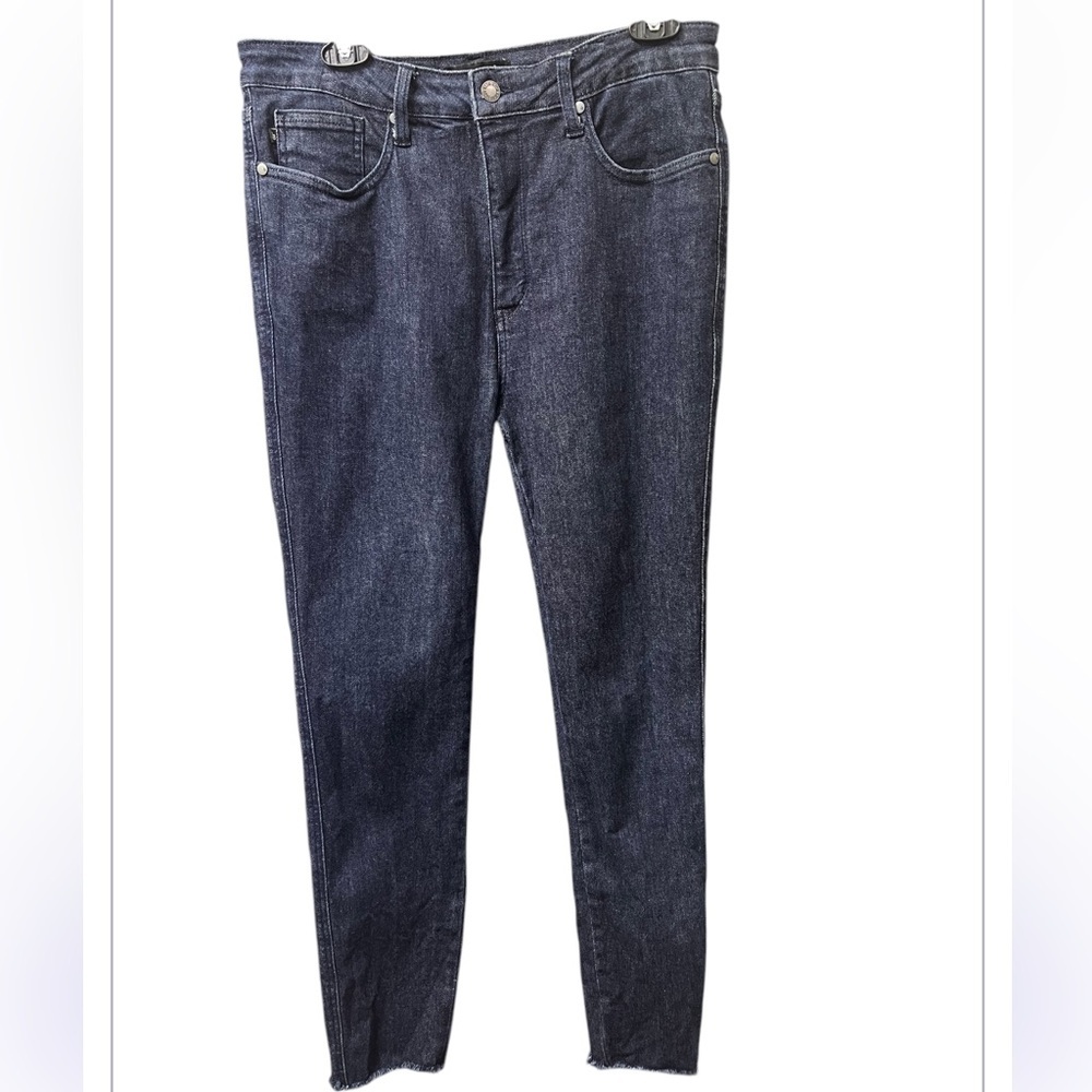 Judy Blue Skinny Fit Dark Wash Raw Hem High Rise Stretch Denim Jeans Size 15/32